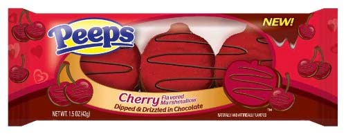 red cherry-shaped marshmallows drizzled with chocolate