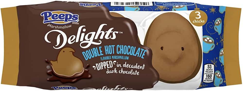 pale brown chick-shaped marshmallow peeps dipped in chocolate