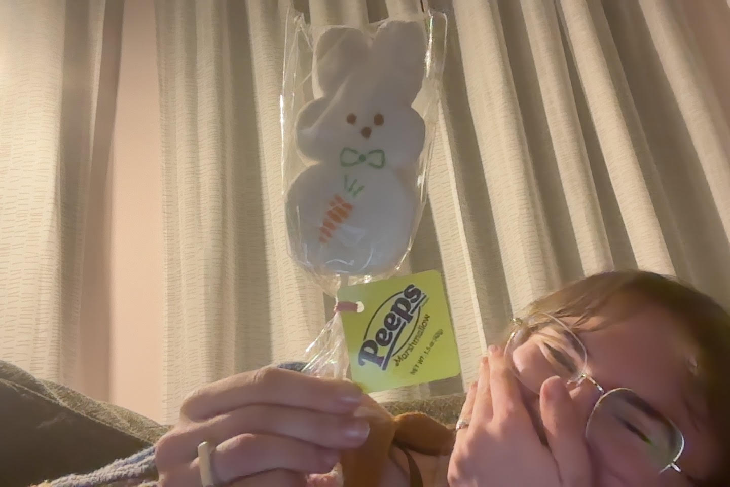 large white marshmallow bunny on a stick