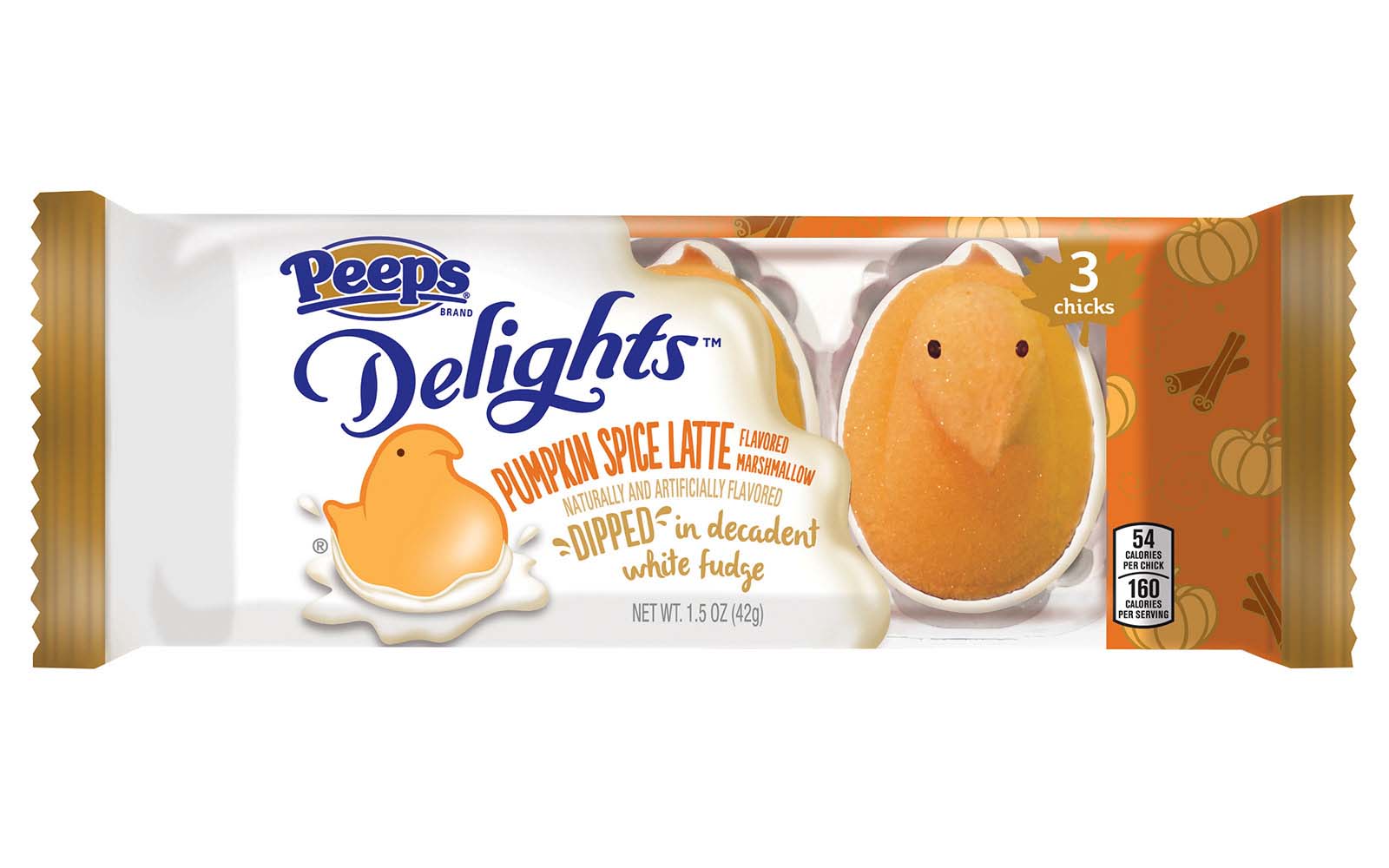 pale orange chick-shaped marshmallow peeps dipped in white fudge