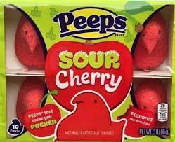 bright red chick-shaped marshmallow peeps