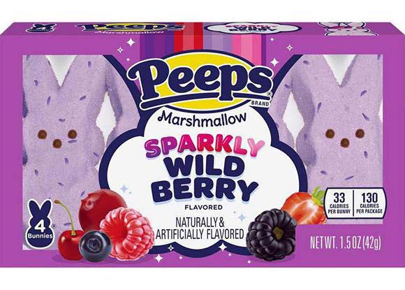 pale purple bunny-shaped marshmallow peeps flecked with purple