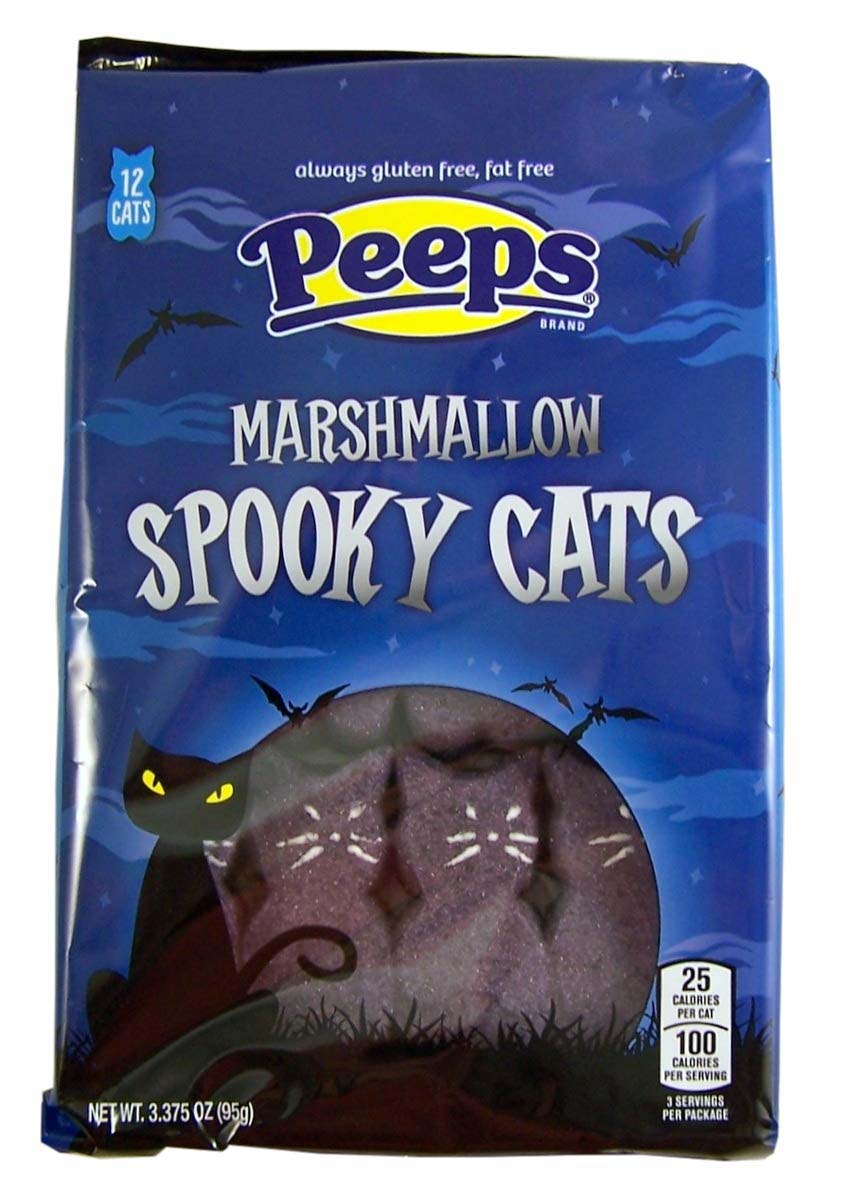 dark purple cat-shaped marshmallow peeps