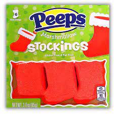 red stocking-shaped marshmallow peeps