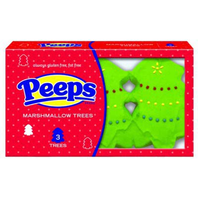 green tree-shaped marshmallow peeps