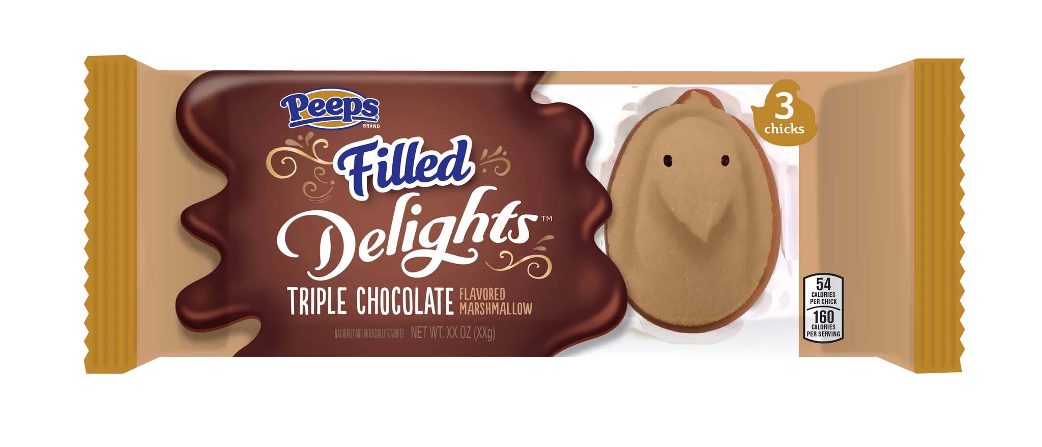 pale brown chick-shaped marshmallow peeps dipped in chocolate